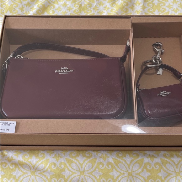 Coach Handbags - Coach Maroon Shoulder Bag & Adorable Matching Mini Bag Charm Keychain NWT w/box!